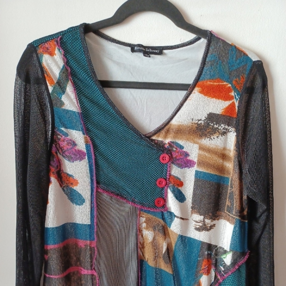 Ronnie Salloway Womens Large Patchwork Lined Asym… - image 2